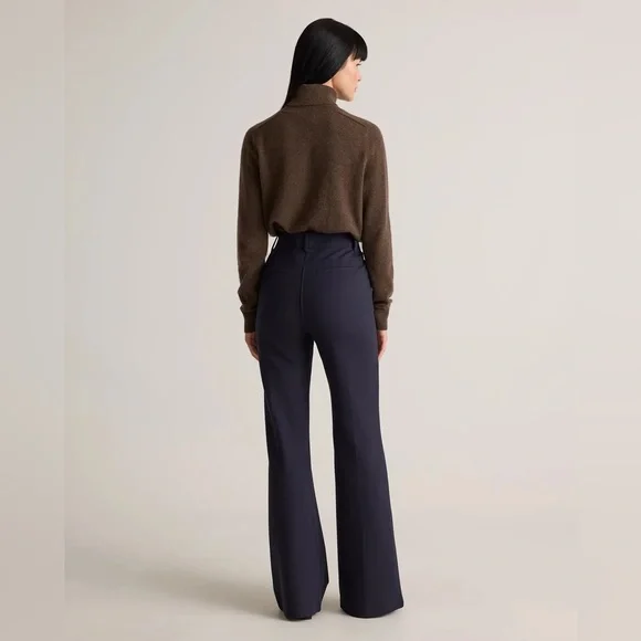 Quince Ultra-Stretch Ponte Flare Leg Pants Navy Size Medium - Picture 3 of 8